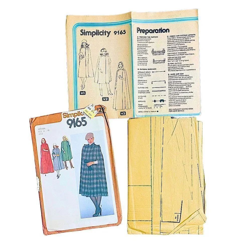 Vintage Pattern for Lined Cape from Simplicity - Picture 4 of 4